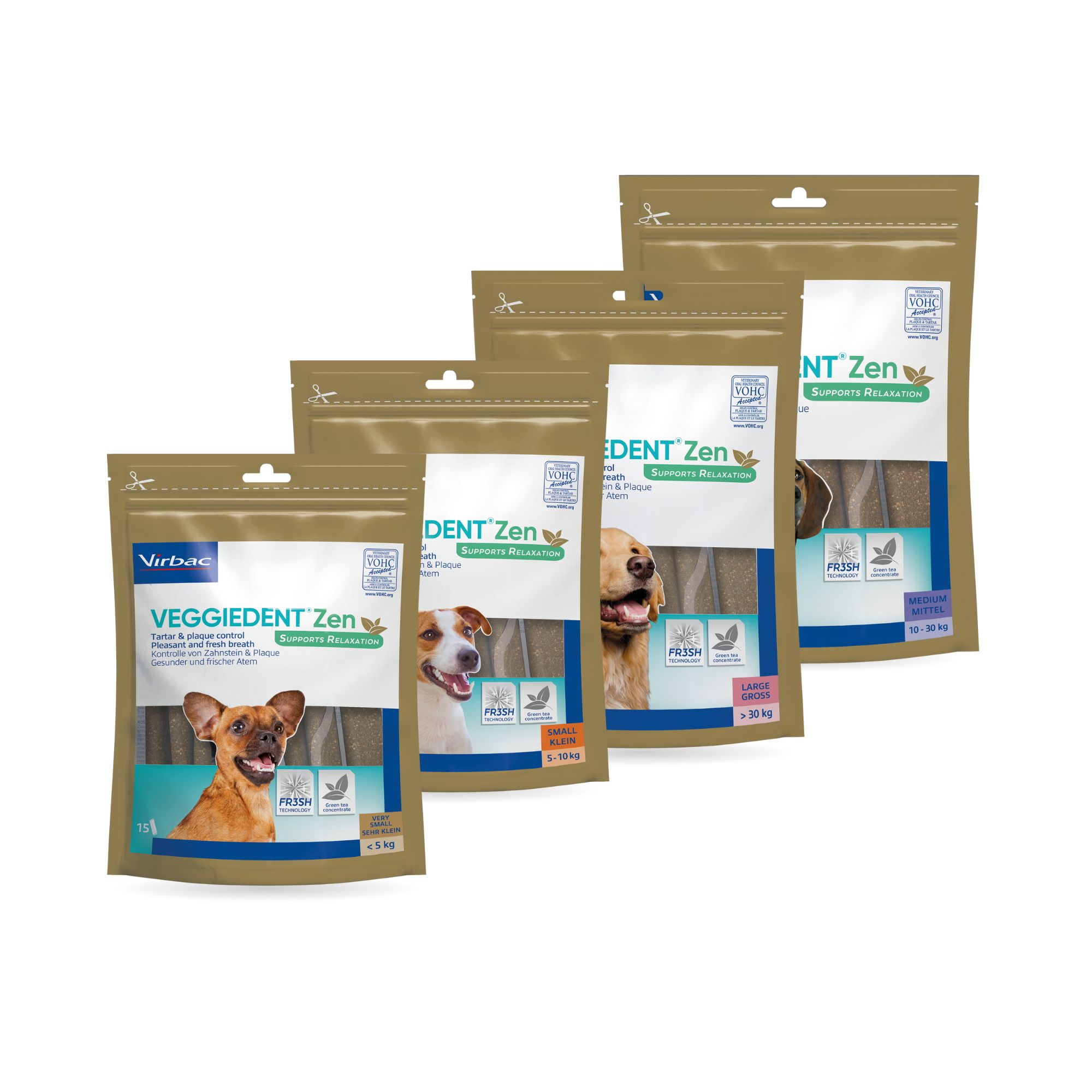 Virbac VeggieDent Strisce Da Masticare Per Cani Piccoli, Confezione Doppia (2x120g), Vegetariane, Controllo Placca E Alito